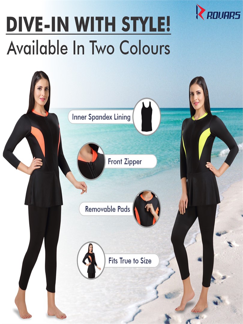 Women’s Swimming Costume with Removable Chest Pads I Frock Style with