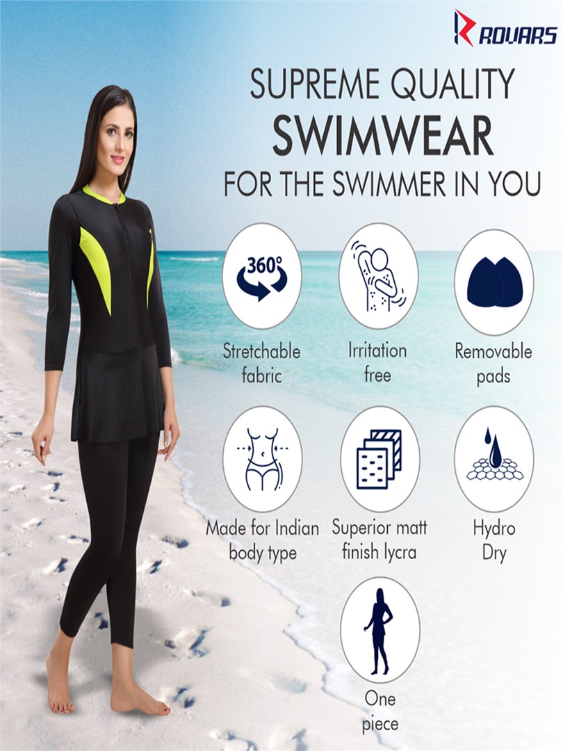 Women’s Swimming Costume with Removable Chest Pads I Frock Style with