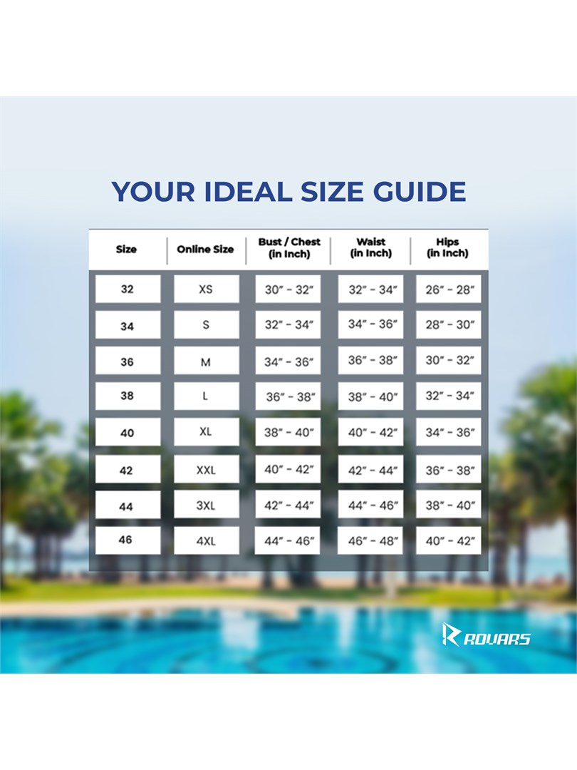 ROVARS Poly Jersy - Printed Swimming Costume for Women Frock Style [Half Sleeves - Without Pads]