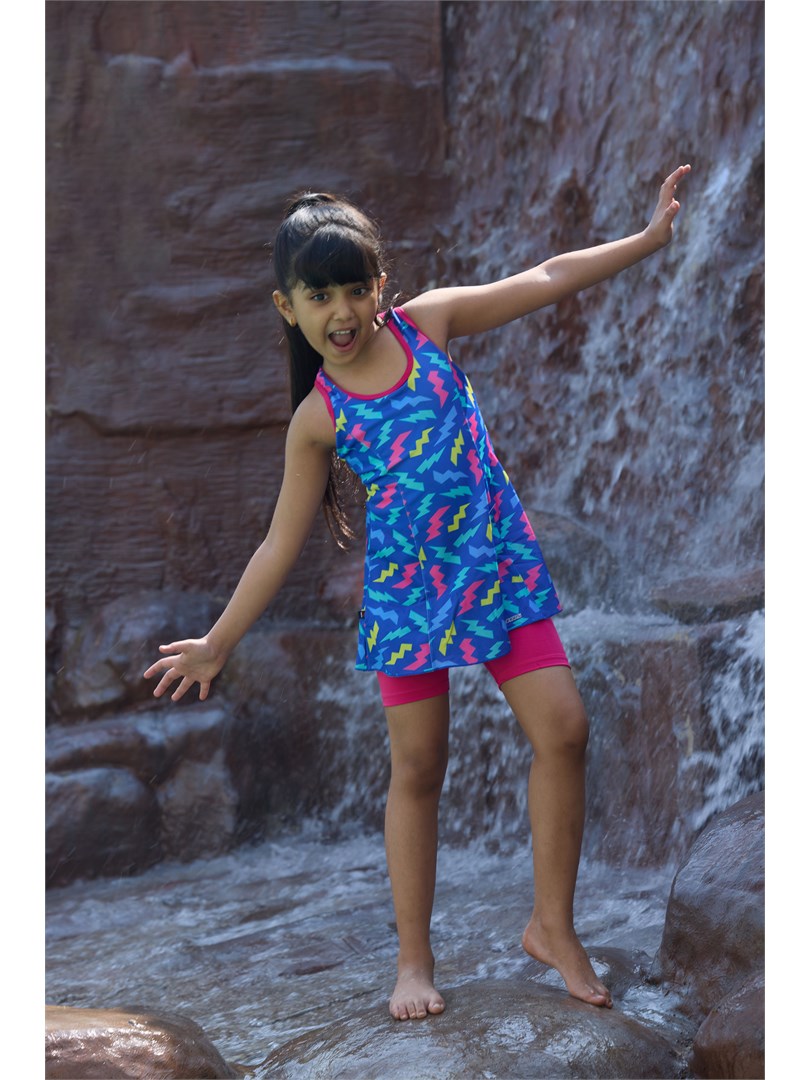 Racerback Swimdress with Boyleg Swimming Costume for Girls