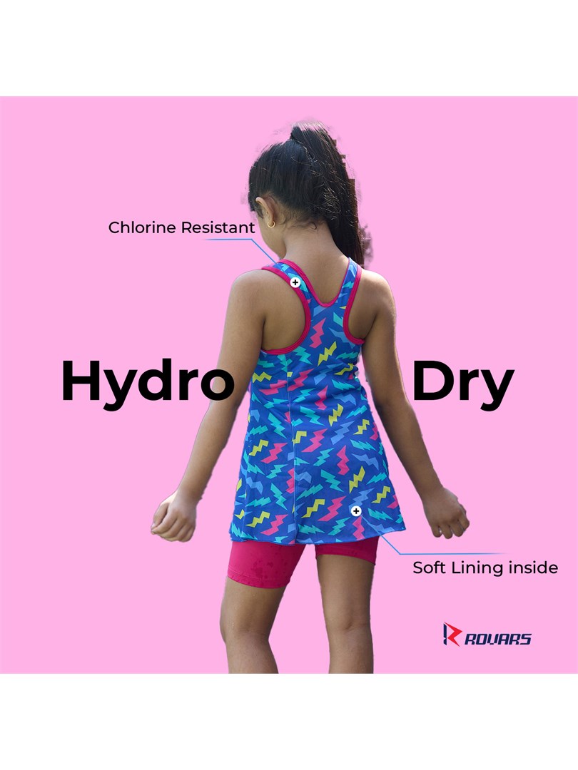 Racerback Swimdress with Boyleg Swimming Costume for Girls