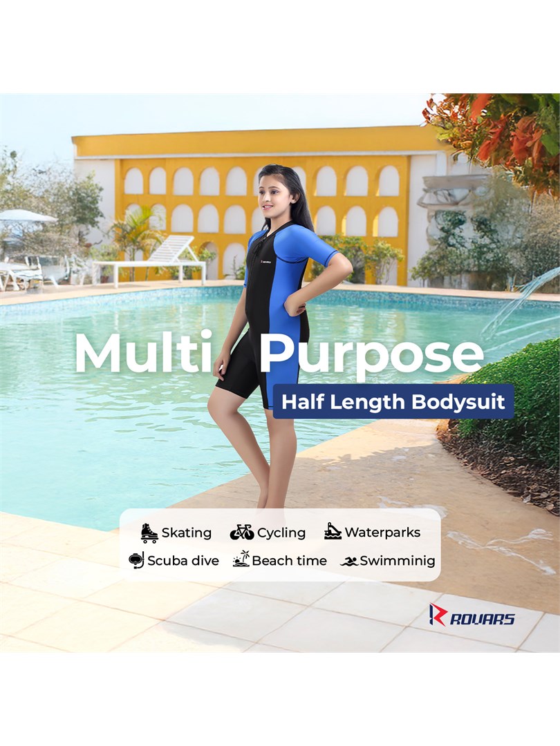 Rovars Girls's Poly Spandex Multipurpose Wear for Swimming I Diving I Cycling I Aerobics