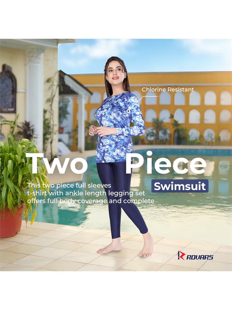 ROVARS Two Piece Swimming Costume for Women with Pads
