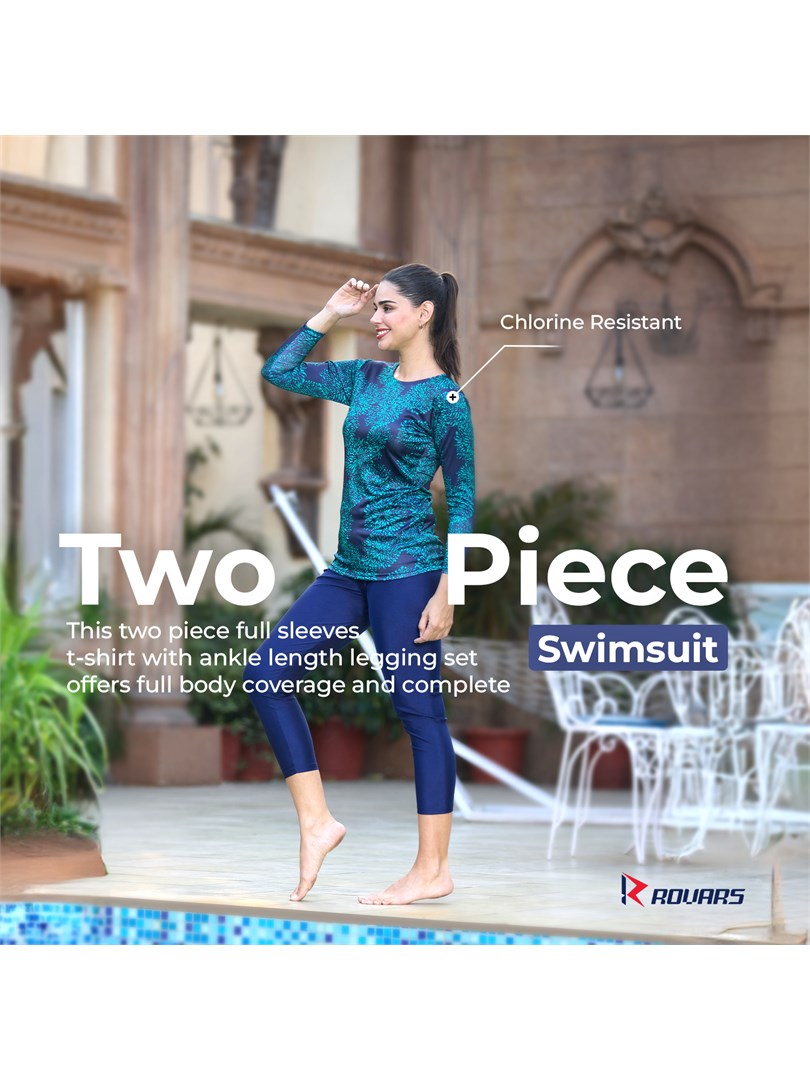 ROVARS Two Piece Swimming Costume for Women with Pads