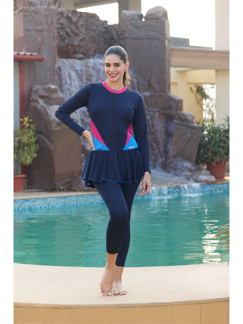 Women's Poly Spandex One Piece Full Body Swim Suit Without Removable Pads