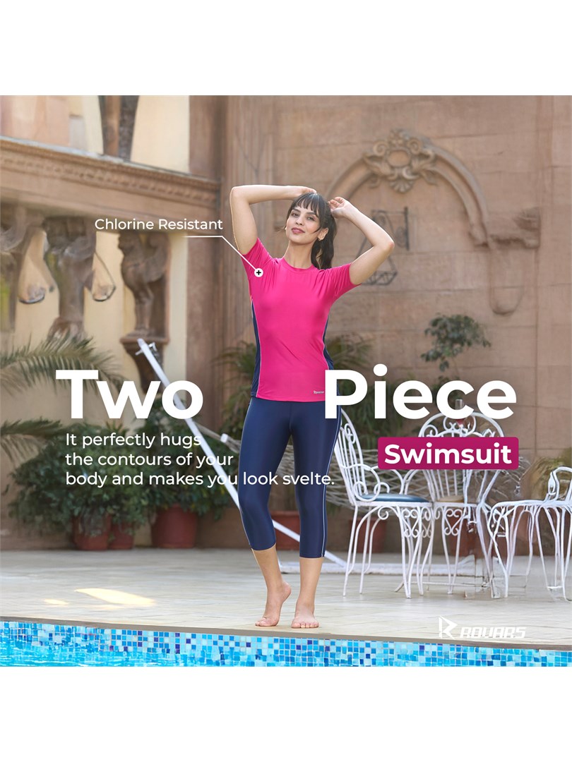 Women Lycra 2 Piece Swimming Costume (Without Pads)