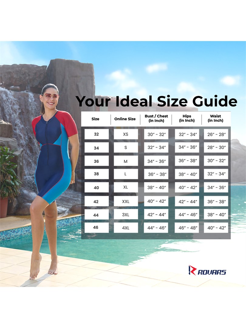 Women's Poly Spandex Knee Suit One Piece Swimming Costume with Pads