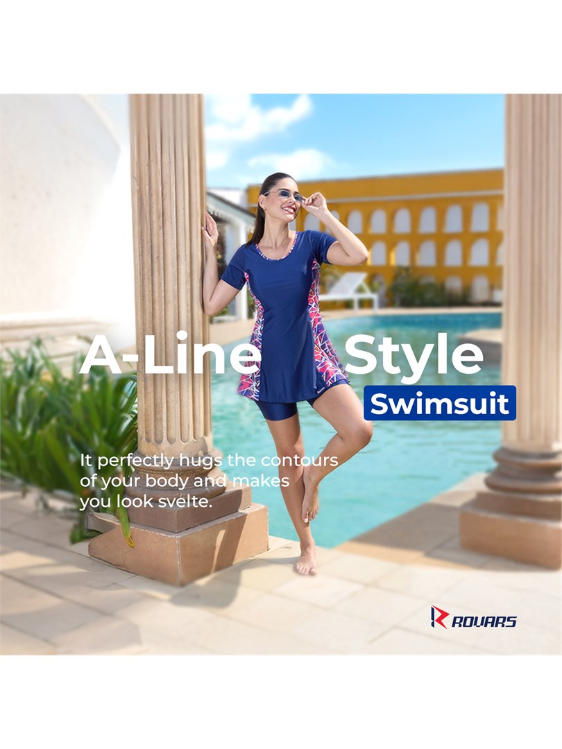 Rovars Poly Spandex One Piece Swimming Costume for Women With Pads