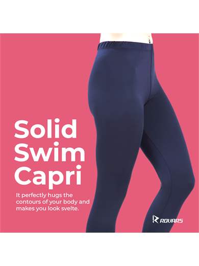Female Swimwear Solid Swim Capri