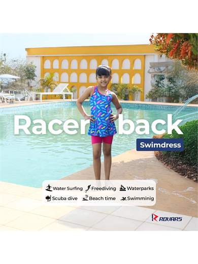 Racerback Swimdress with Boyleg Swimming Costume for Girls