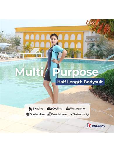 Rovars Girls's Poly Spandex Multipurpose Wear for Swimming I Diving I Cycling I Aerobics