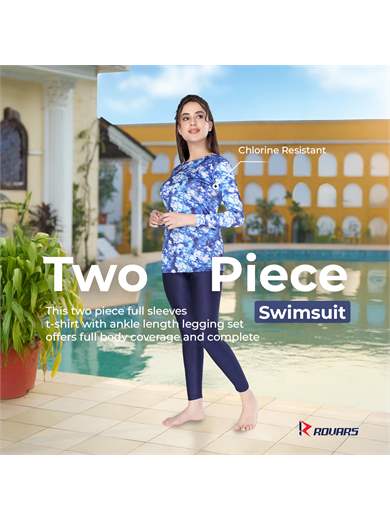 ROVARS Two Piece Swimming Costume for Women with Pads