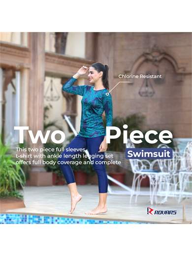 ROVARS Two Piece Swimming Costume for Women with Pads