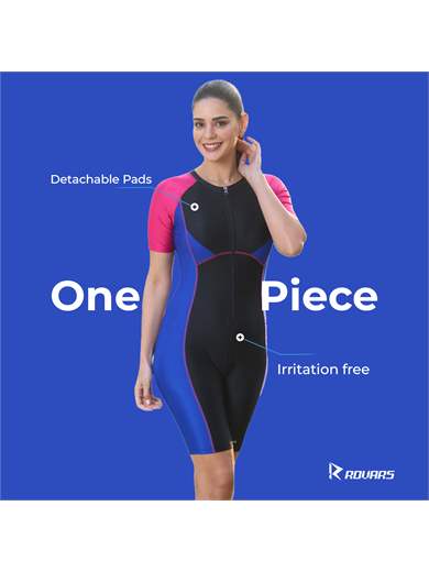 Women's Poly Spandex Knee Suit One Piece Swimming Costume with Pads