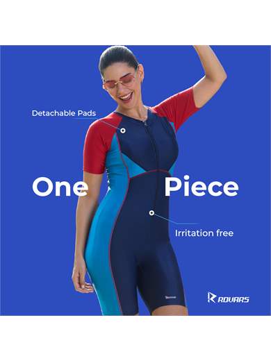 Women's Poly Spandex Knee Suit One Piece Swimming Costume with Pads