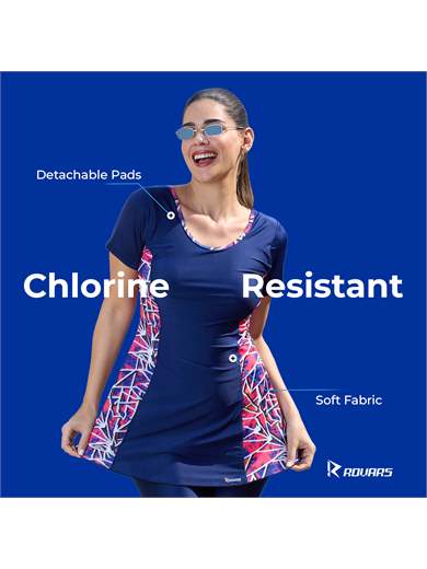 Rovars Poly Spandex One Piece Swimming Costume for Women With Pads